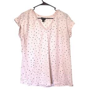 Worthington Size Medium M Light Pink Polka Dot Blouse Career Top Business